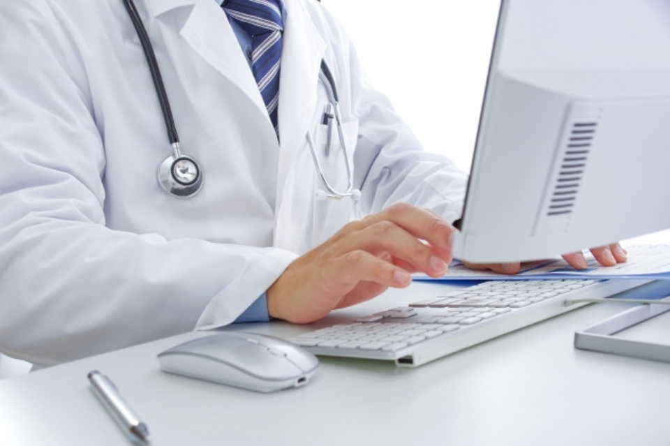 Doctor reviewing case
