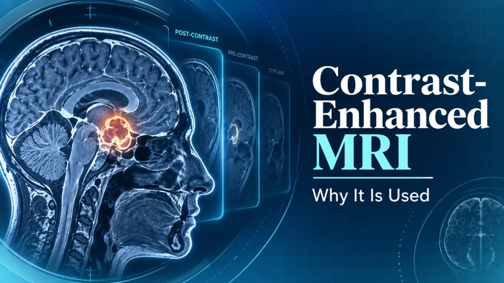 Contrast-enhanced MRI for brain tumor evaluation