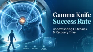 Gamma Knife treatment outcomes and recovery timeline illustration