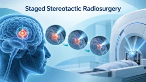 Staged stereotactic radiosurgery treatment illustration